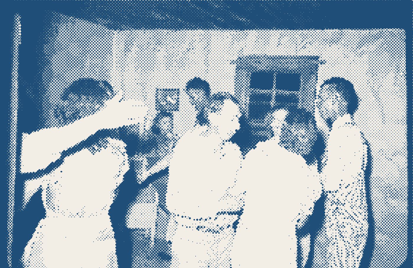 Square dance, blue halftone